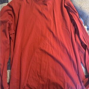 L.L. Bean Men's Long-Sleeve Crewneck Shirt in Rust Red